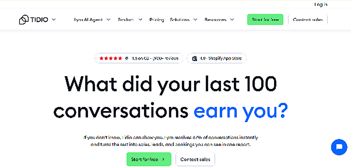 Maarket's list of top customer support tools -Tidio