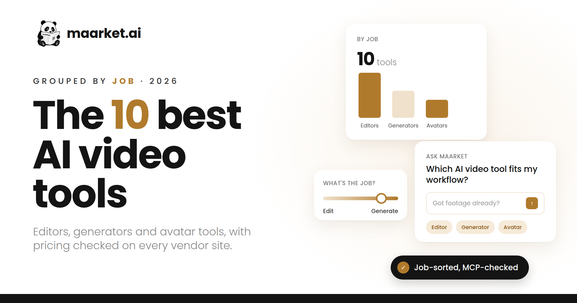 The 10 best AI video tools in 2026, grouped by job: editors, generators and avatar tools