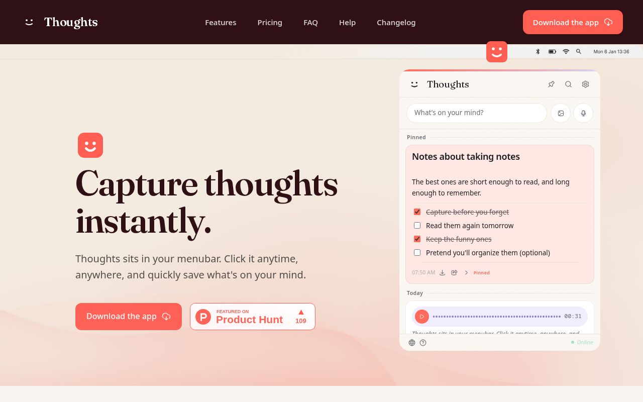 Thoughts for Mac screenshot 1