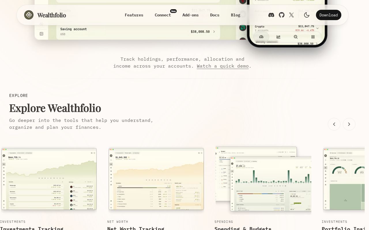 Wealthfolio screenshot 2