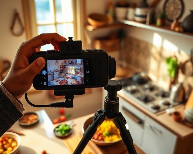 Home cook filming a recipe video