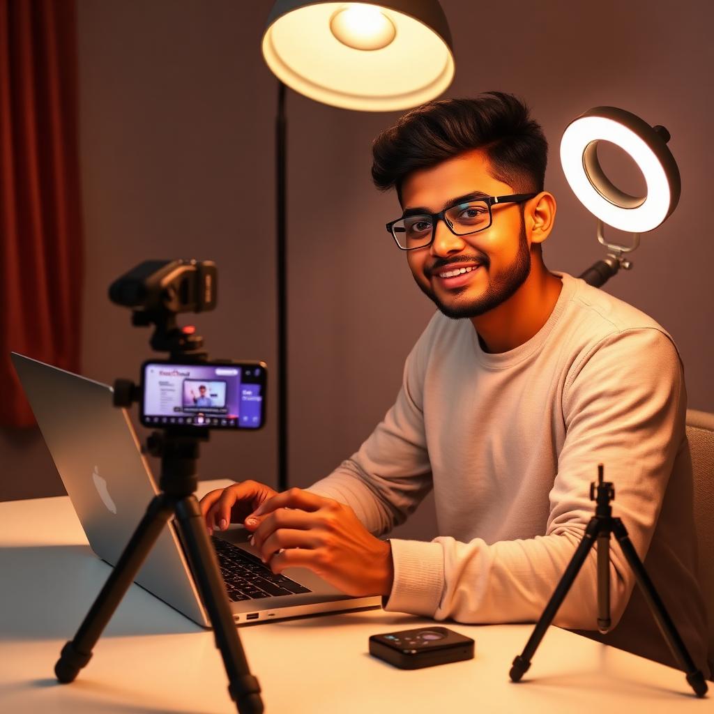 Creator reviewing SaaS software on a laptop